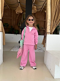 Kız Çocuk Balıkçı Yaka Pembe Takım