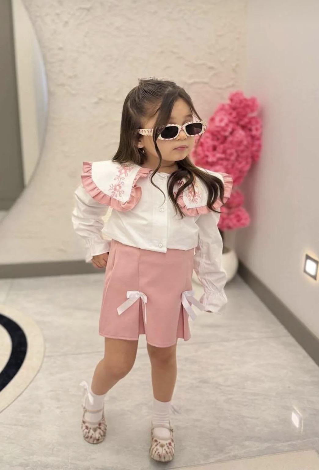 Bebe Yaka Pembe Etekli Takım