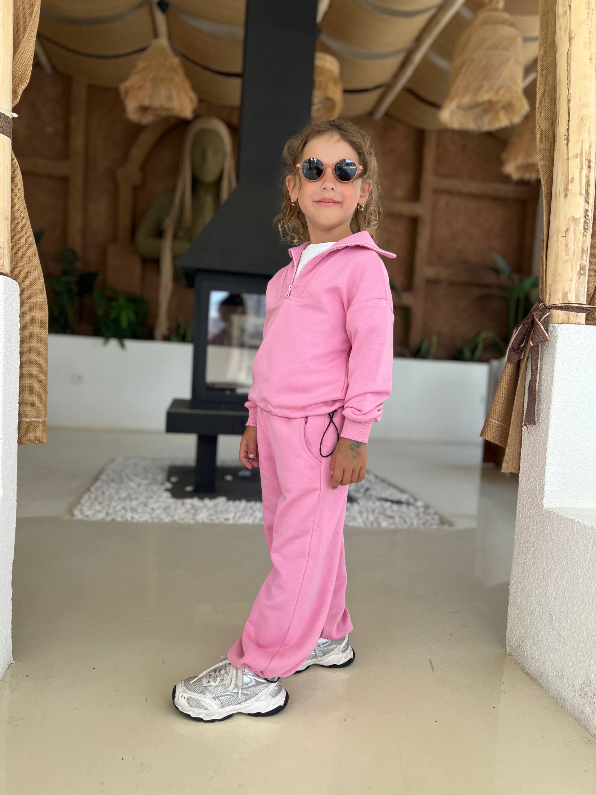 Kız Çocuk Balıkçı Yaka Pembe Takım