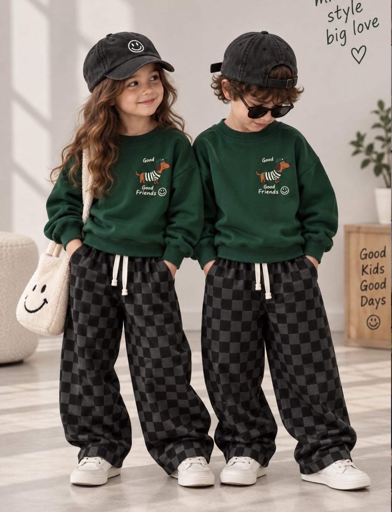 Unisex Damalı Yeşil Takım